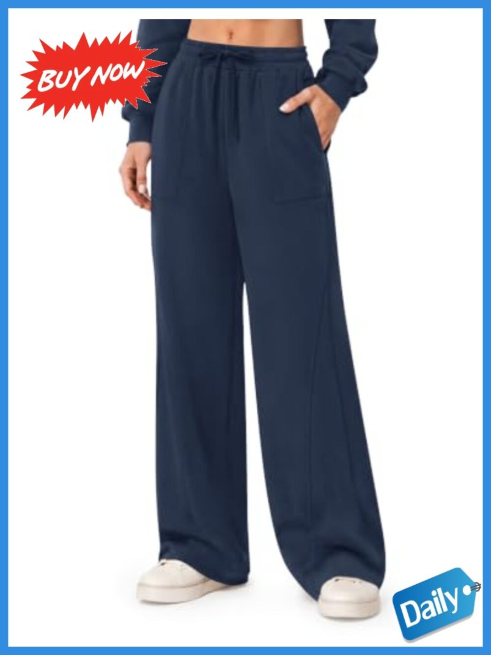Wide Leg Fleece Sweatpants Cotton Blend Drawstring Joggers